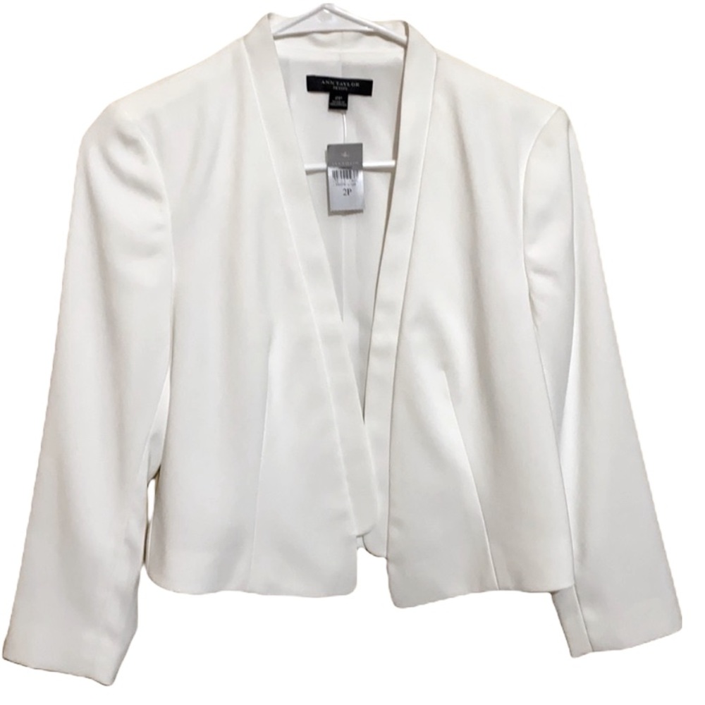 Ann Taylor Open Front Blazer Jacket in white - 2P